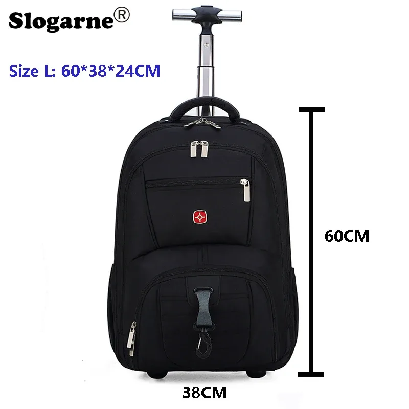 sac à dos à roulettes multifonctionnel pour hommes, sacs de voyage d'affaires, grande capacité, valise étanche, sac de voyage pour ordinateur portable, cartable à 2 roues