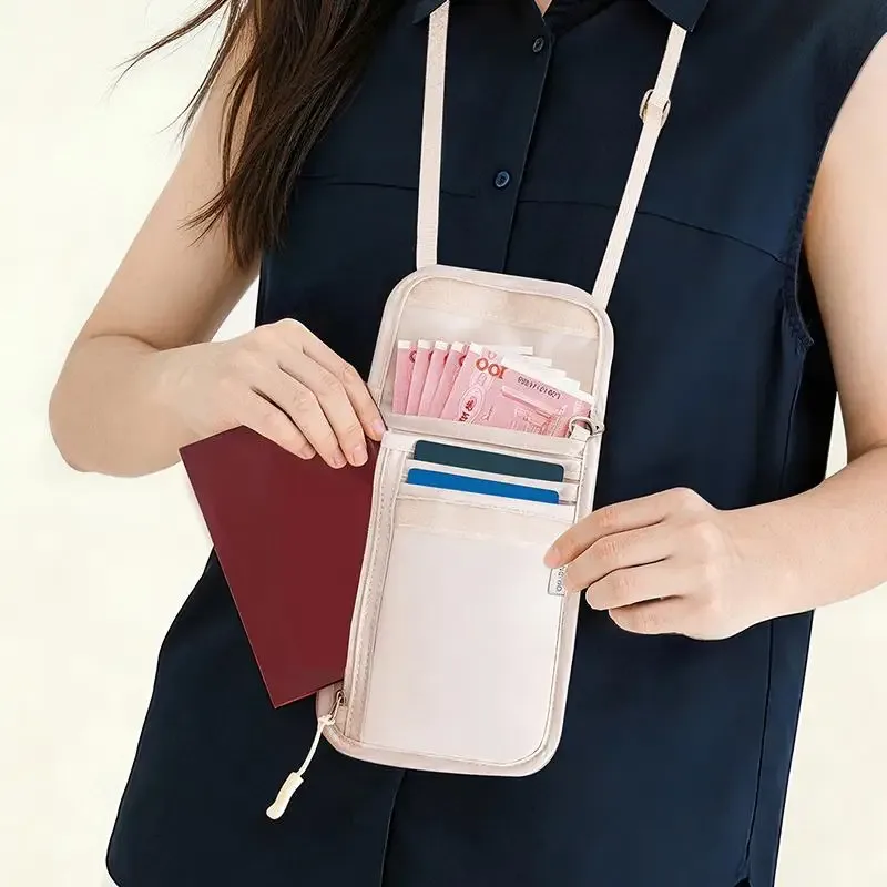 Sac de rangement étanche pour documents de voyage, portefeuille de cou pour passeport, argent et cartes