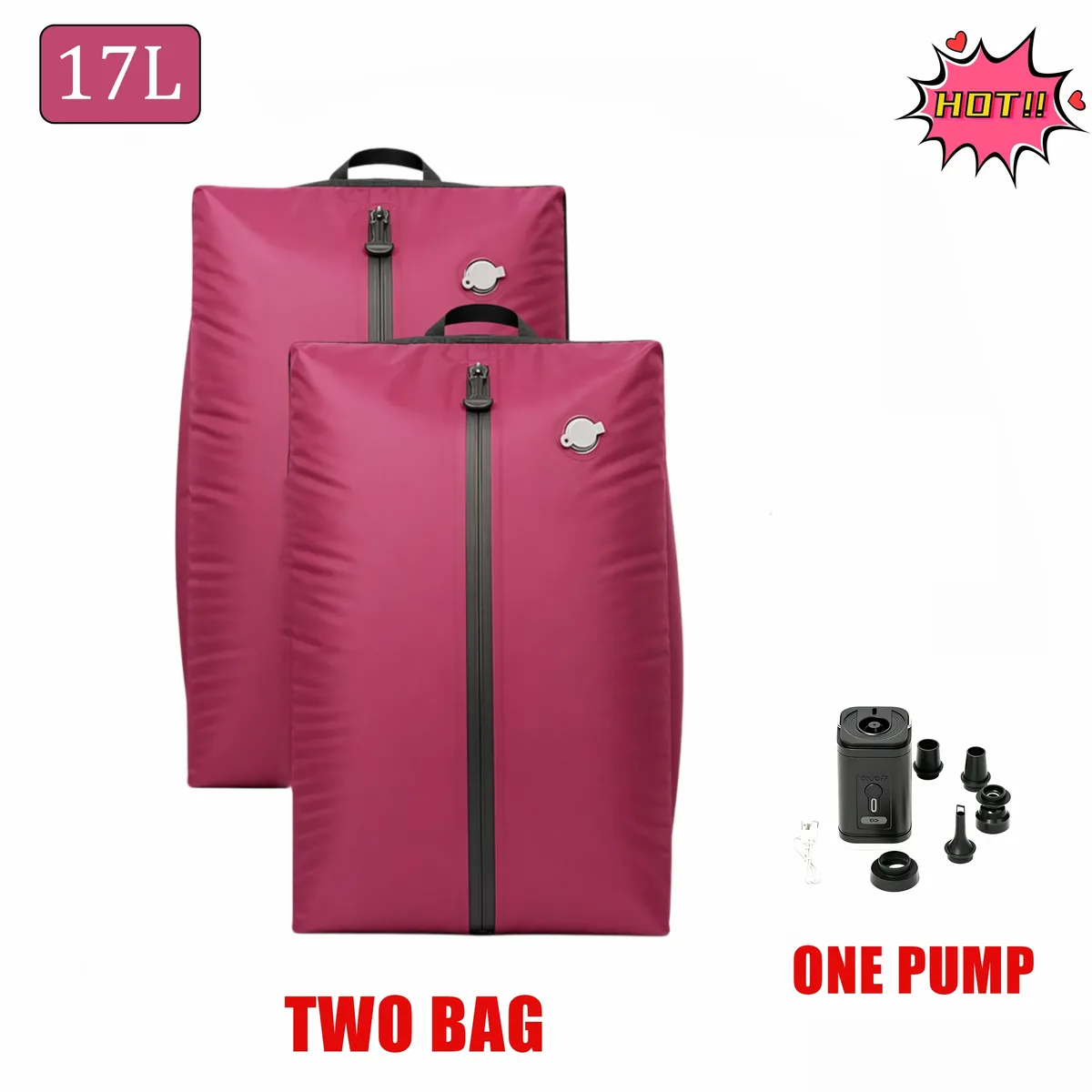 sacs de rangement étanches ip67 17l, cube de compression en polyester tpu pour vêtements, organisateur de valise avec fermeture éclair, réutilisables et antihumidité, pour linge de maison, avec pompe électrique incluse