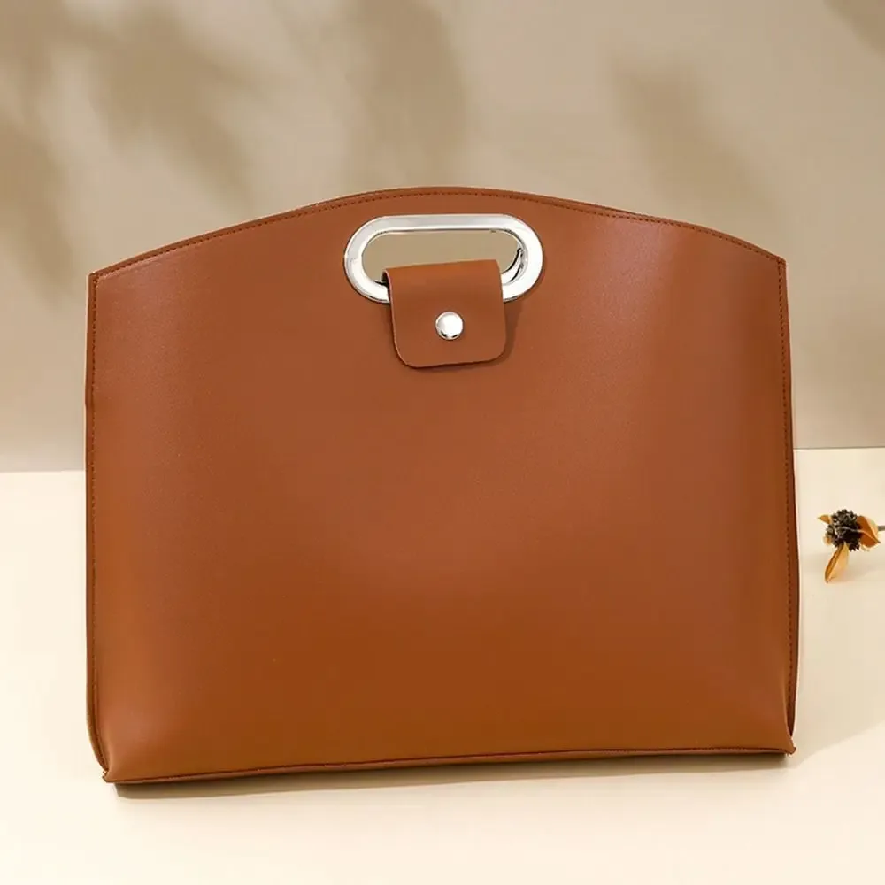 sac fourre-tout élégant en pu pour documents de bureau, couleur unie, grande capacité, sacoche pour ordinateur portable, porte-documents, extérieur