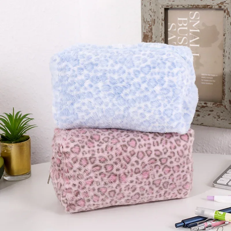 trousse de maquillage durable et douce à grande capacité, motif léopard, organisateur de toilette portable, sac cosmétique de voyage pour filles