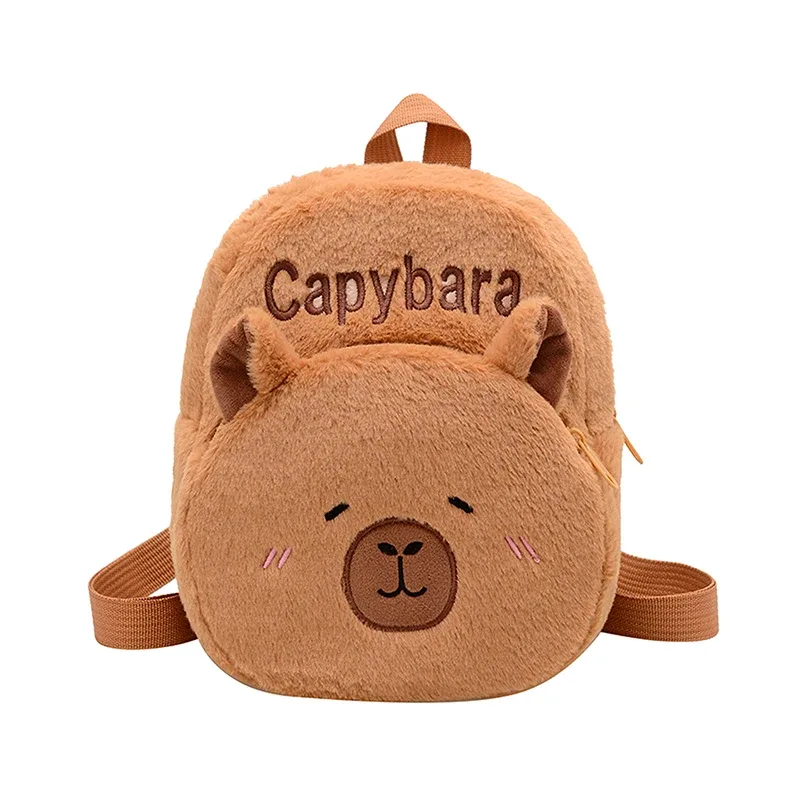 sac à dos en peluche capybara kawaii pour femme, sac fourre-tout drôle de dessin animé, grande capacité, cadeau pour enfants, polyvalent, nouveau
