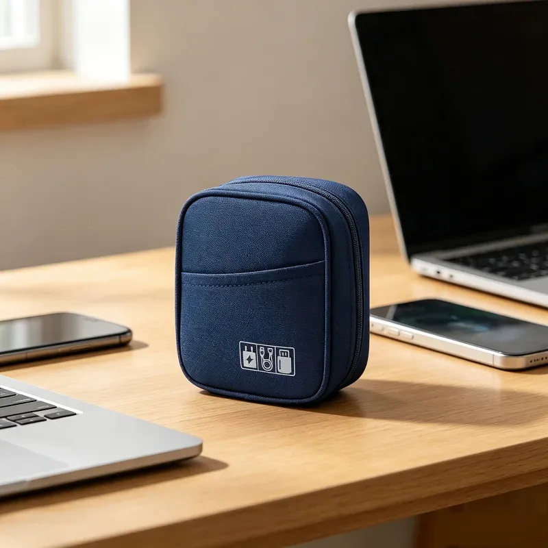 Sac de voyage Oxford de couleur unie, résistant aux chocs, multi-couches, pour câbles, chargeur, données USB, organisateur d'accessoires électroniques, pochette de rangement
