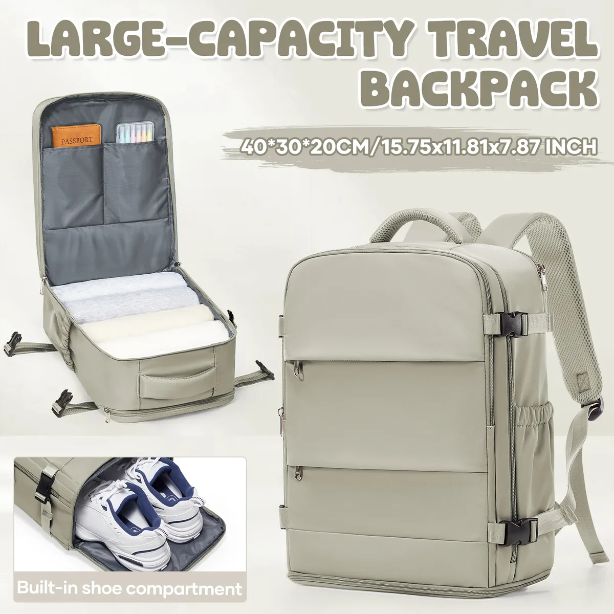sac à dos de voyage pour femmes et hommes, bagage à main 40x30x20 pour ryanair, sac de voyage pour cabine, sac à dos pour l'université, sac pour ordinateur portable imperméable pour le travail