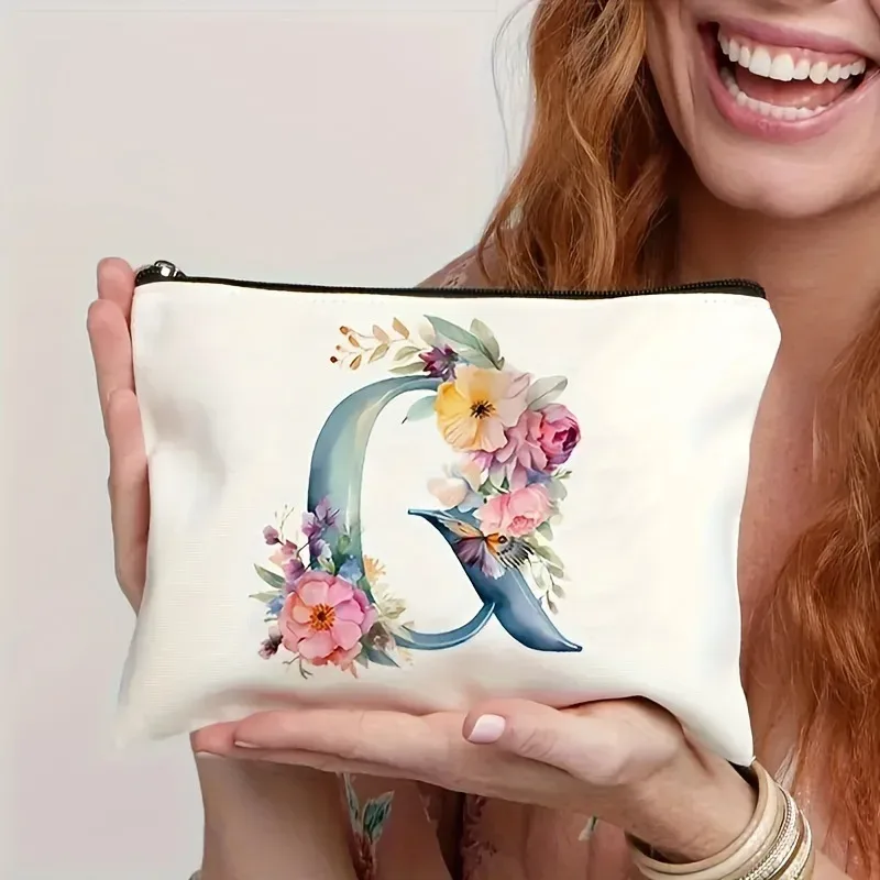 trousse de maquillage pour femme a-z lettre motif créatif sacs de maquillage sac de rangement sacs à fermeture éclair pochette de maquillage