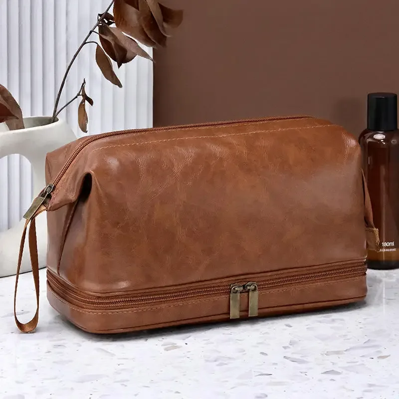 trousse de toilette en cuir pour hommes et femmes, kit dopp, trousse de toilette suspendue pour hommes, trousse de toilette de voyage pour voyager, grand sac à cosmétiques pour t