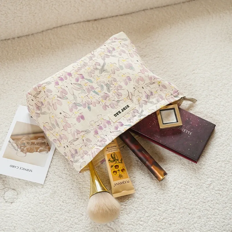 sac à cosmétiques lapin violet pour femme, grande capacité, sac de rangement pour produits de soins de la peau, sac d'agrément de voyage, sac pratique portable