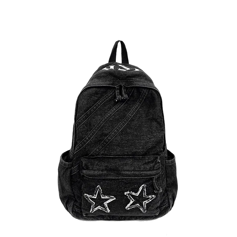 sac à dos en jean vintage pour femme, grande capacité, sac à bandoulière en jean, sac à dos quotidien pour l'école et l'ordinateur portable, design simple