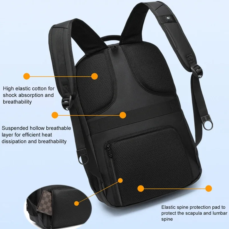 nouveau sac à dos étanche pour ordinateur portable de 17 pouces, sac d'affaires avec chargement usb, grand sac à dos de voyage pour avion, mochila pour hommes