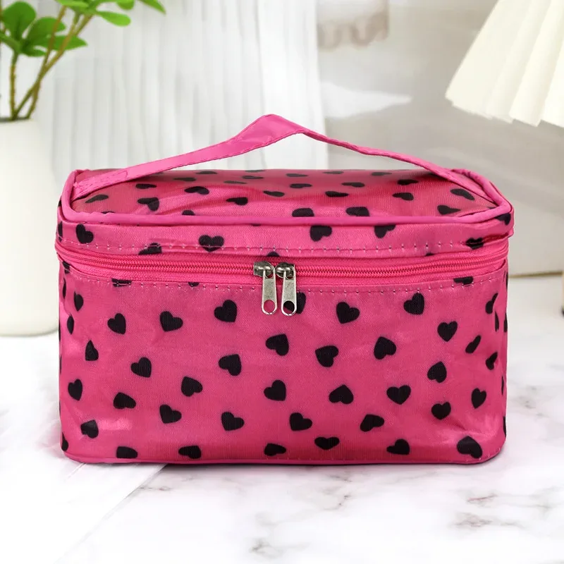 sac de maquillage à pois, sac de voyage portable de grande capacité, organisateur de toilette, boîte de rangement, sac à main étanche, sac à cosmétiques, sac de lavage