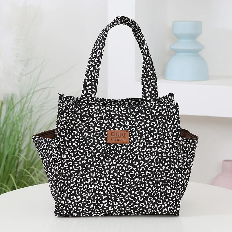 nouveau sac fourre-tout à déjeuner de grande capacité imprimé léopard rétro avec pochette de rangement sac à main de travail de banlieue sac de repas portable