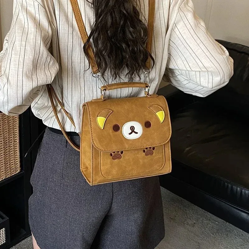 sac à dos brodé rilakkuma mignon, sac à main multi-usage, sac à bandoulière, sac décontracté pour tous les jours, cadeau pour femmes et filles