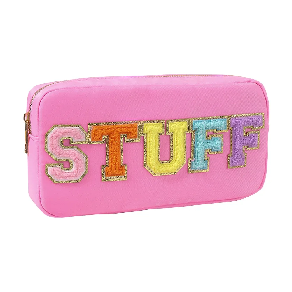 sac à cosmétiques en pvc transparent avec patchs de lettres, pochette de voyage pour femmes, pochettes de maquillage, trousse de toilette