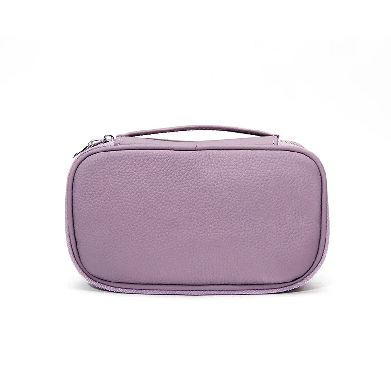 trousse de toilette de voyage en cuir de vachette grande capacité personnalisable avec nom, sac cosmétique zippé de luxe simple pour femme, trousse de maquillage tendance personnalisée pour dames
