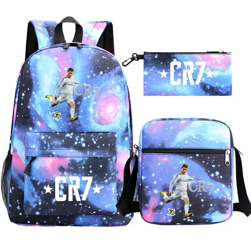 ensemble de sacs à dos imprimés sports cr7 pour adolescents, sacs d'école décontractés adaptés aux garçons et aux filles, mochilas de voyage légères