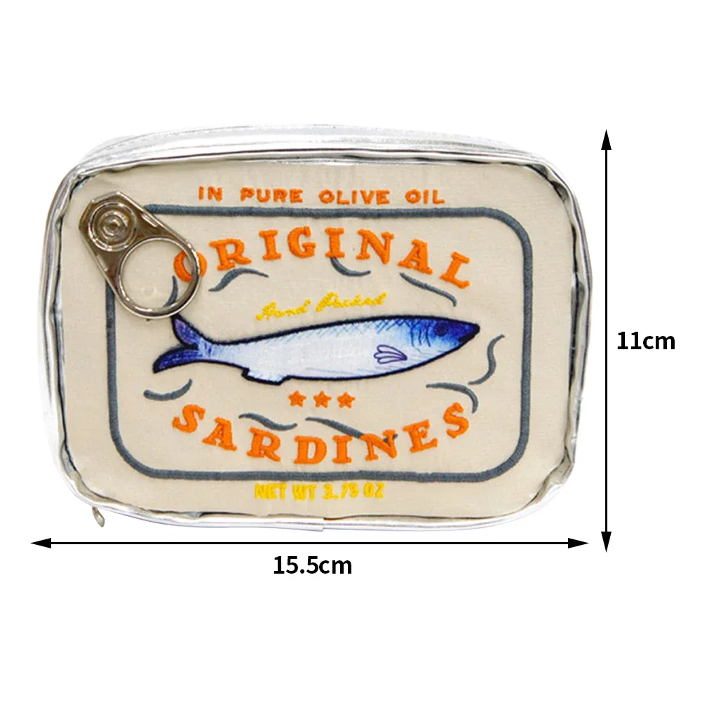 trousse de toilette mignonne portable pour femme, sardines en conserve, sac cosmétique de voyage, multifonction, mode créative, fermeture éclair, week-end, vacances