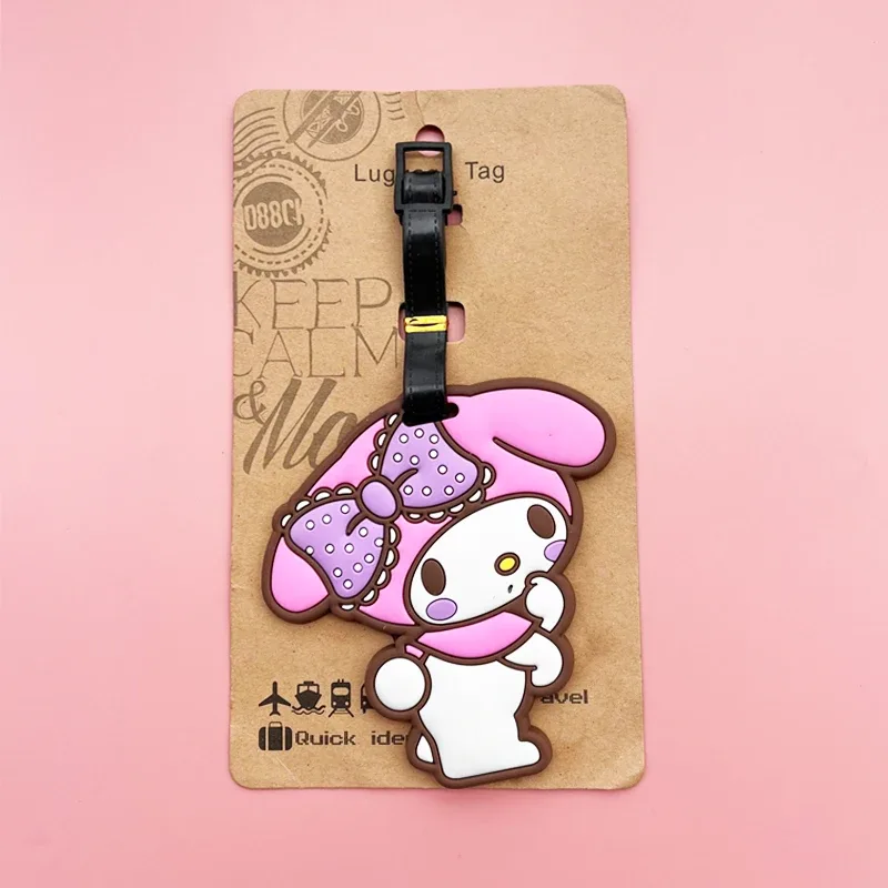 étiquette de bagage hello kitty, étiquette de bagage kuromi mignonne, valise de dessin animé, porte-adresse d'identification, bagages d'embarquement portables