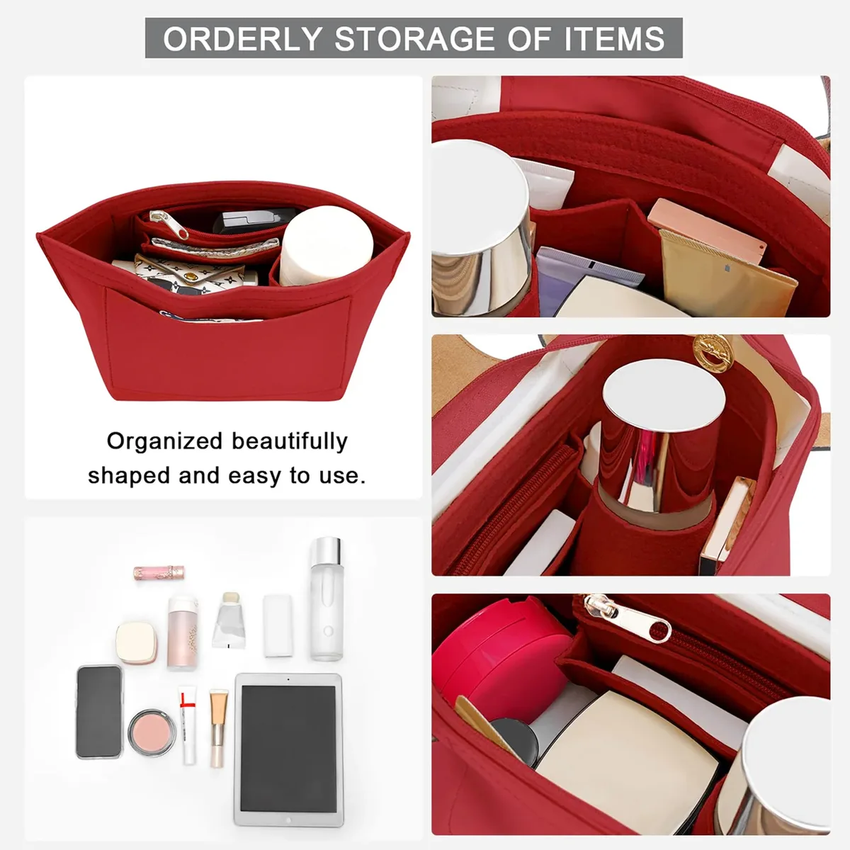 sac d'insertion en feutre pour sac à main longchamp, organisateur de sac en tissu feutré, support de maquillage, sac de voyage portable