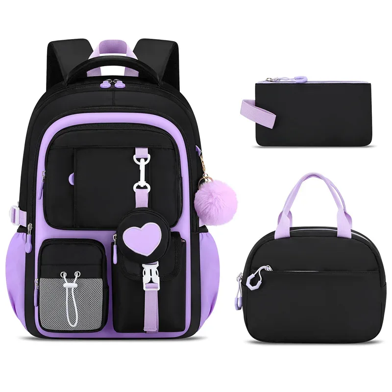 sac à dos scolaire pour filles, série love, léger, grande capacité, mignon et orthopédique, pour collégiennes.