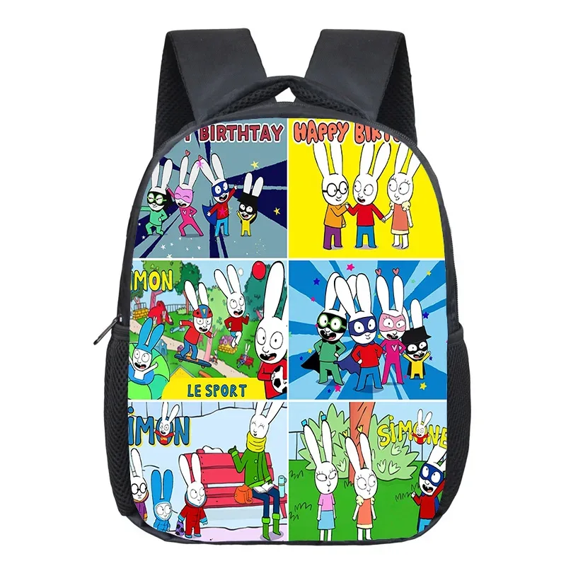 sac à dos scolaire simon super rabbit pour garçons et filles, motif dessin animé amusant, sac à dos enfant, sac à dos anime, sac à dos imprimé 3d, mochila