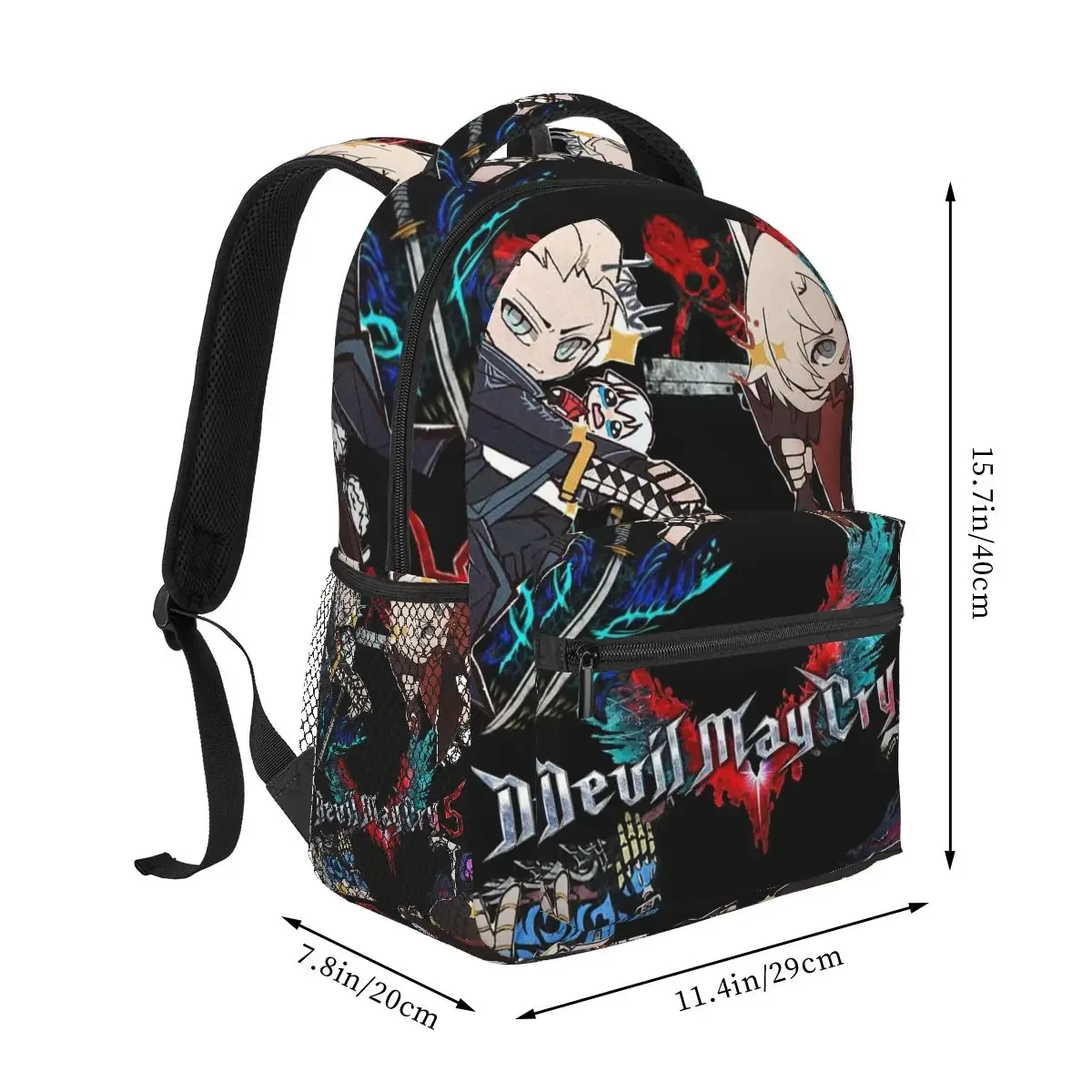 sac à dos imprimé double face devil may cry game, sac à livres pour étudiants garçons et filles, sac d'école pour enfants, sacs à bandoulière pour hommes et femmes