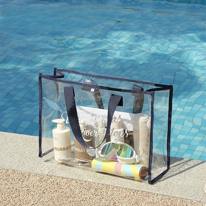 sac de natation portable en pvc, sac de rangement pour cosmétiques, sac de toilette transparent multifonctionnel étanche, sac de plage de grande capacité zy118
