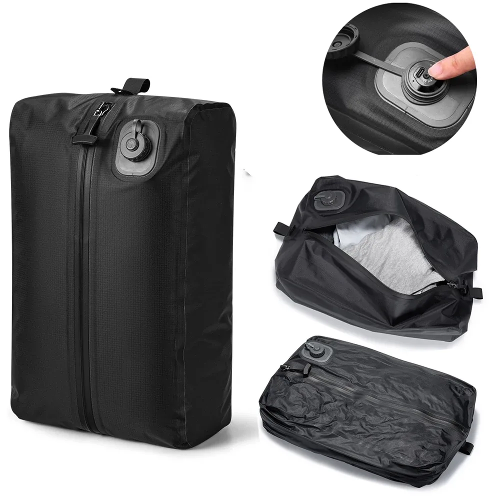 sac sous vide automatique (pompe à air à l'intérieur) sac de rangement réutilisable sac de compression de voyage pliant en plein air pour valises sac à dos bagages