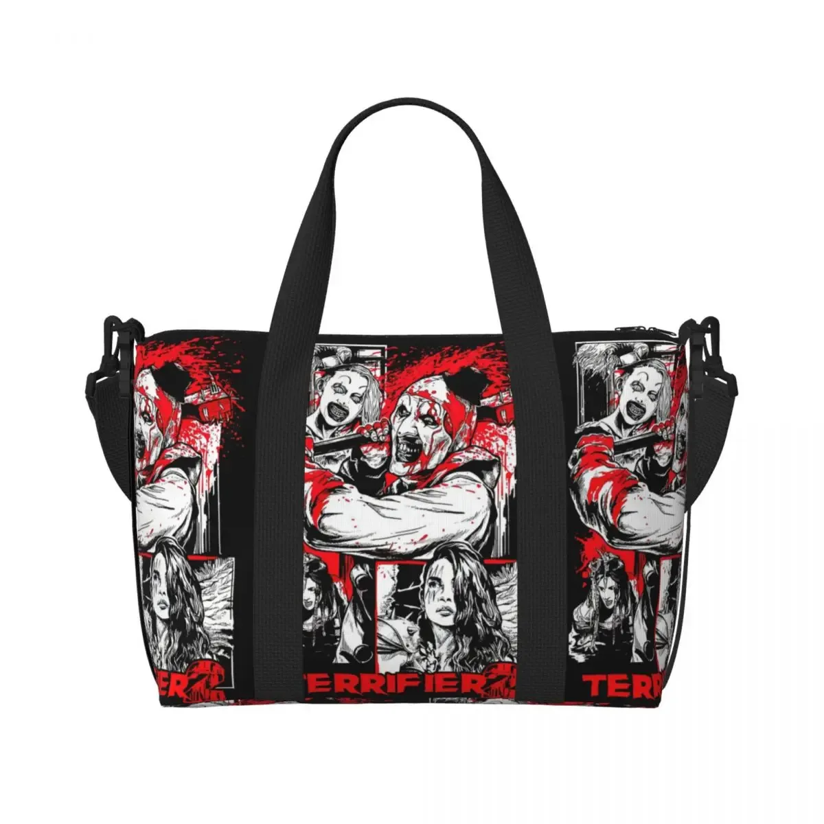 sac fourre-tout personnalisé t-terrifiers 3 halloween pour femmes, sacs de voyage de grande capacité pour plage et gymnastique