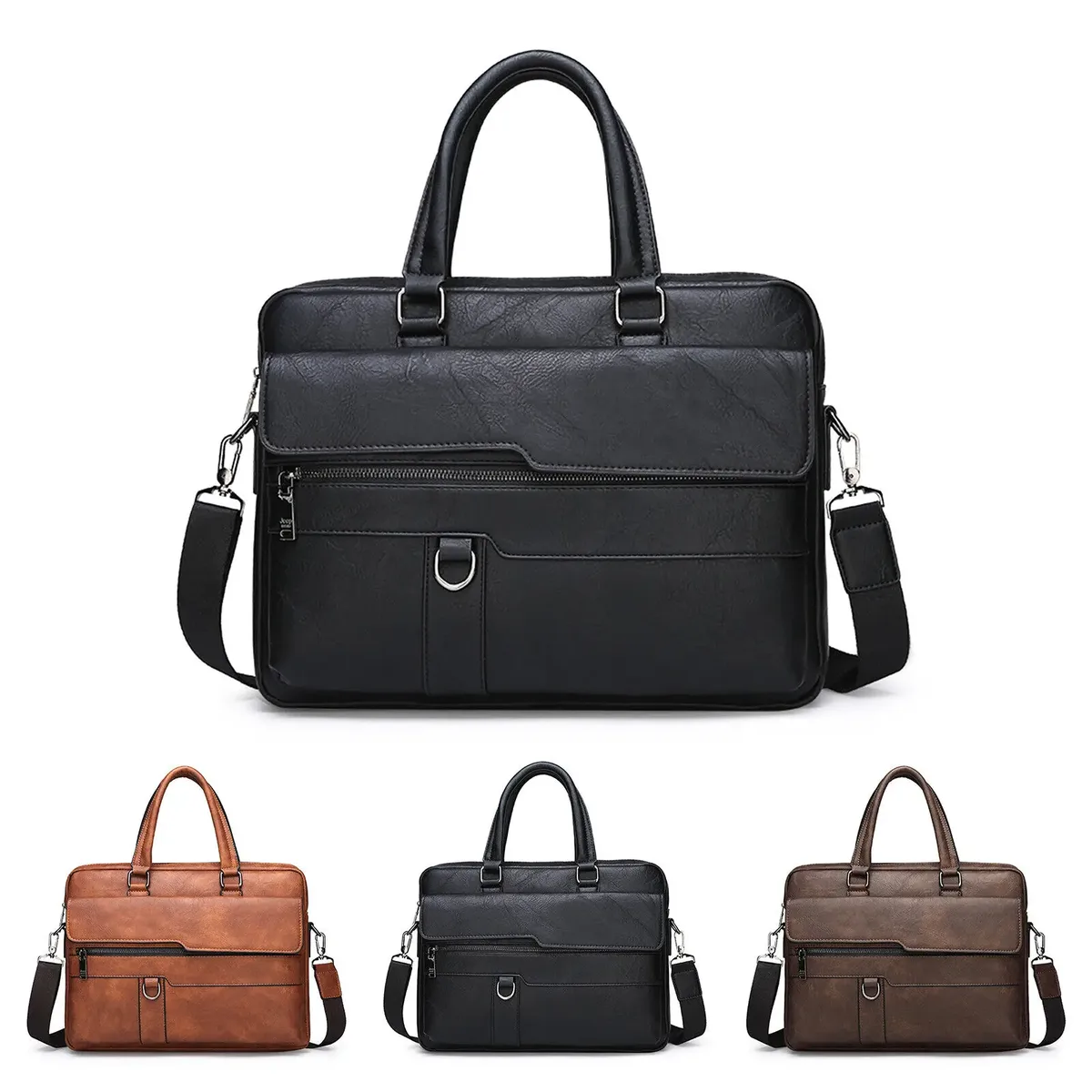 hommes huile cireux cuir antique design noir mallette d'affaires 16 "étui à documents pour ordinateur portable