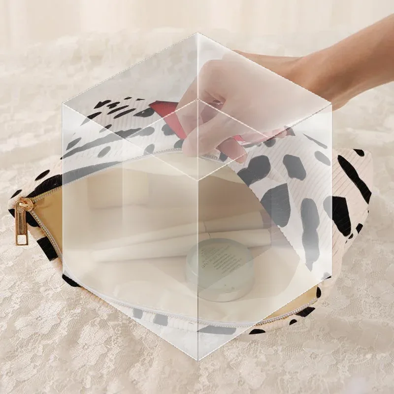 pochette cosmétique en velours côtelé avec fermeture éclair sécurisée pour les voyages et le rangement quotidien du maquillage