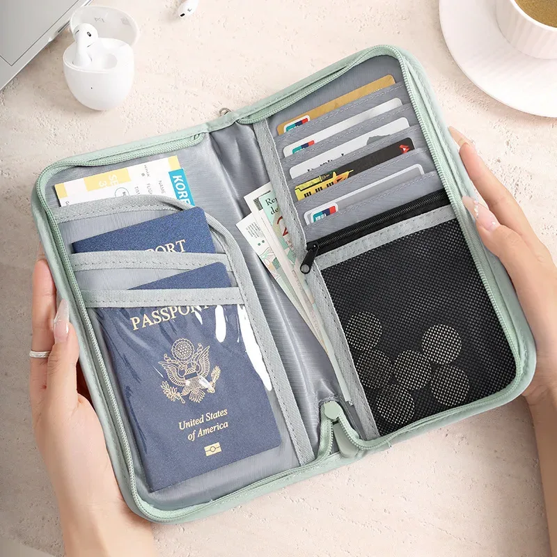 Portefeuille de passeport multi-styles, organiseur de documents de voyage portable, porte-cartes multiple, sac de rangement pour documents pour les voyages d'affaires