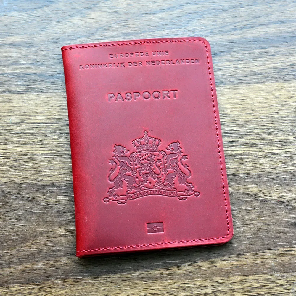 couverture de passeport en cuir pour hommes, porte-passeport de voyage d'affaires, pays-bas