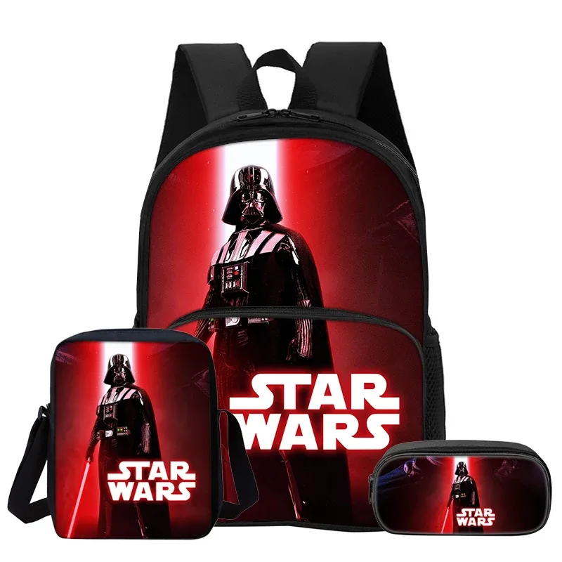 ensemble de 3 pièces star wars movie avec sac à dos à poche avant, sac à dos pour enfants, sacs à bandoulière, trousse à crayons pour garçons et filles