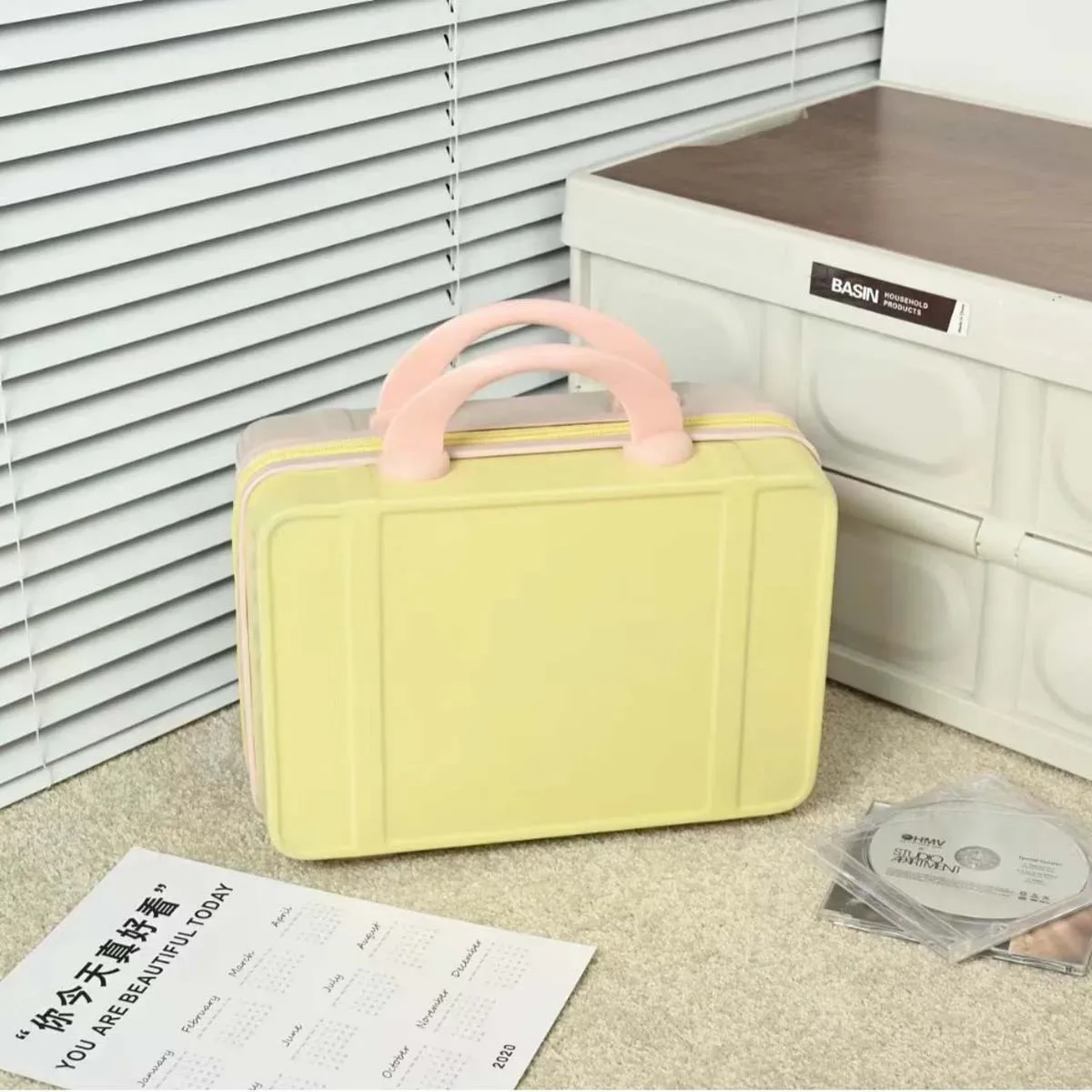 étui de maquillage couleur macaron 14 pouces, bagage portable, mini sac de voyage mignon, sac de rangement en gros, offre spéciale
