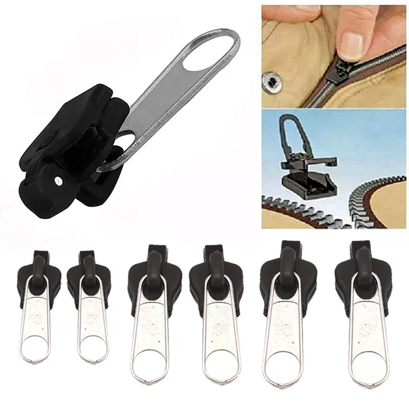 Kit de réparation de fermeture éclair instantanée universelle, 6 pièces, curseur de fermeture éclair de remplacement pour bricolage couture