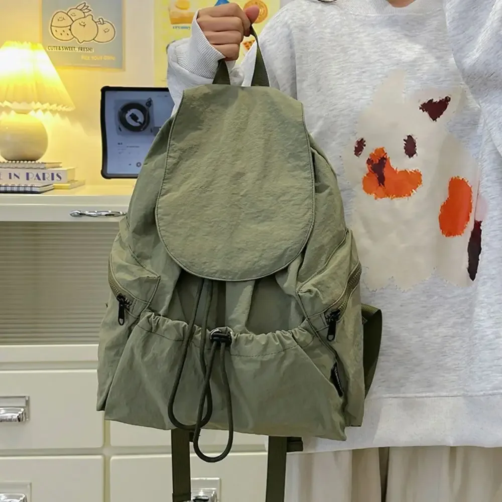 sac à dos de voyage léger et simple, style coréen, imperméable, à cordon de serrage, grande capacité, en nylon, pour étudiants et adolescents.