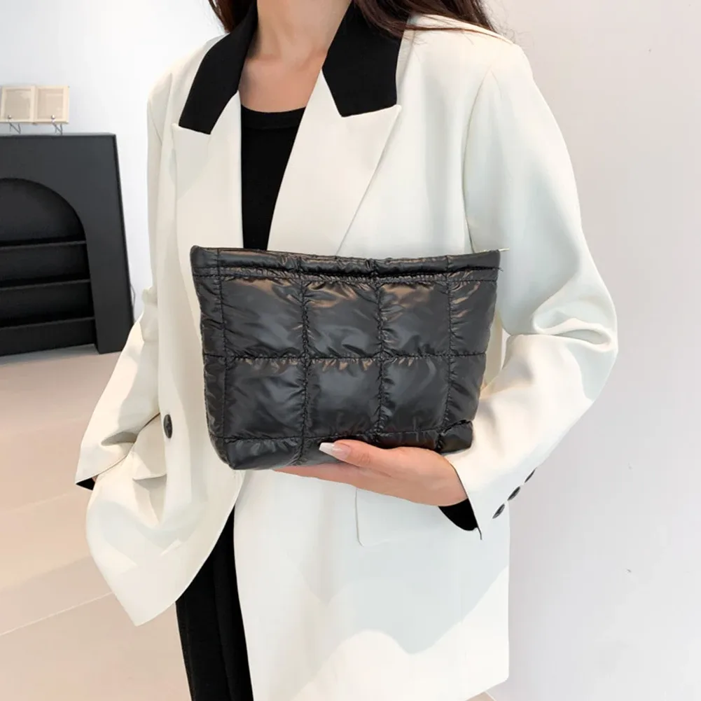 sac de rangement matelassé pour poudres de maquillage pour femme, sac à main solide, pochette pour document, trousse d'évaluation cosmétique, grande capacité