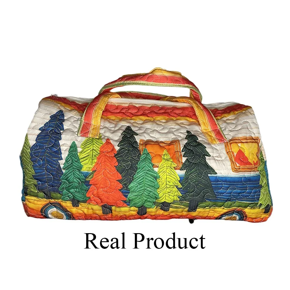 sac de voyage matelassé imprimé 3d motif cactus floral, léger en polyester, spacieux, idéal pour les week-ends, la gym et les vacances