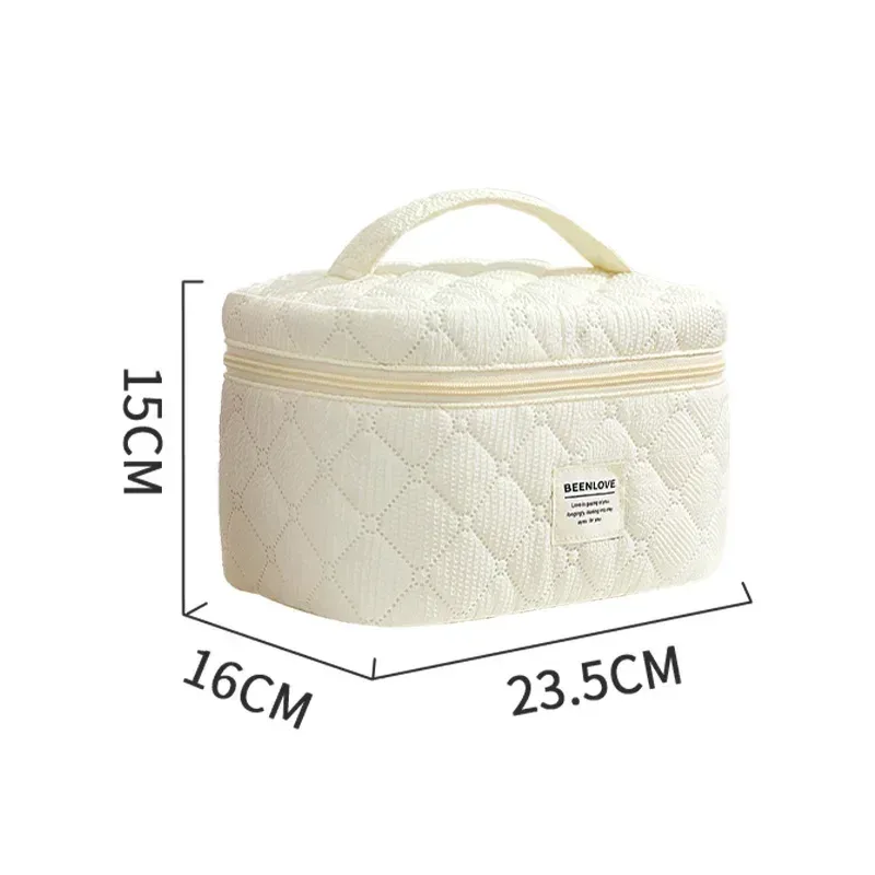 trousse de maquillage matelassurera en coton pour femme, grands sacs à fleurs, poudres cosmétiques mignonnes, sac de rangement d'articles de toilette de voyage