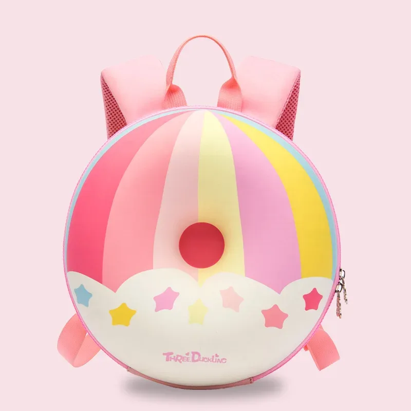 sac à dos d'école en forme de donut rose 3d pour enfant, sacoche mignonne pour fille et garçon en bas âge