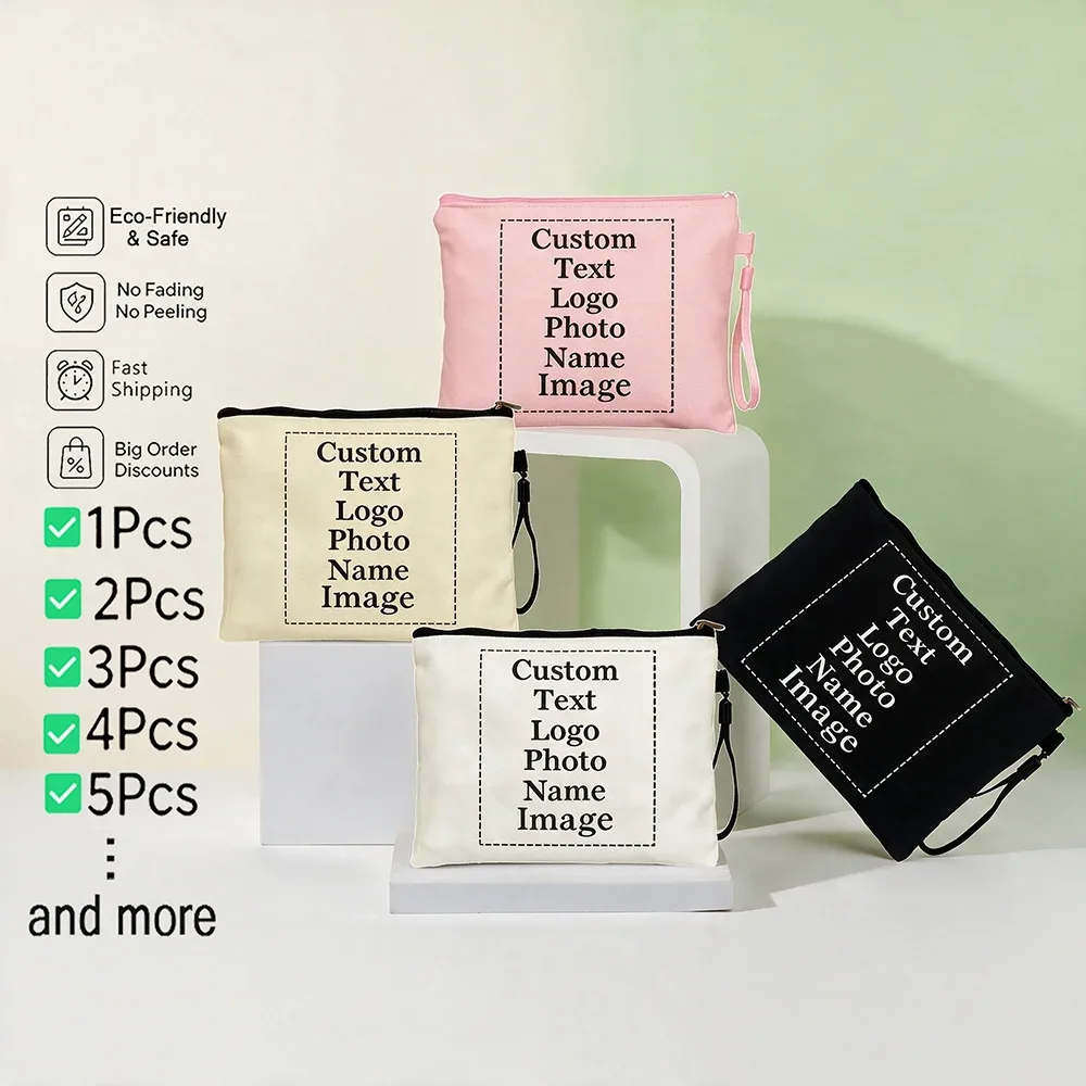 pochette de maquillage personnalisée avec image, trousse de toilette pour femmes, organiseur de cosmétiques, trousse à crayons pour étudiants, cadeau pour demoiselles d'honneur, mariage, fête