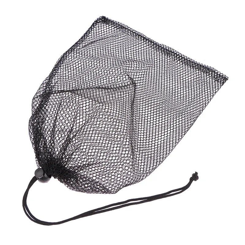 sac de rangement en maille de nylon noir durable multi-usage avec cordon de serrage, idéal pour la maison, les voyages, les activités de plein air et le linge sale (1 pièce)