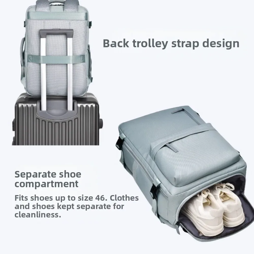 sac à dos de voyage à séparation sec/humide, antivol, en oxford, grande capacité, sac de cabine étanche