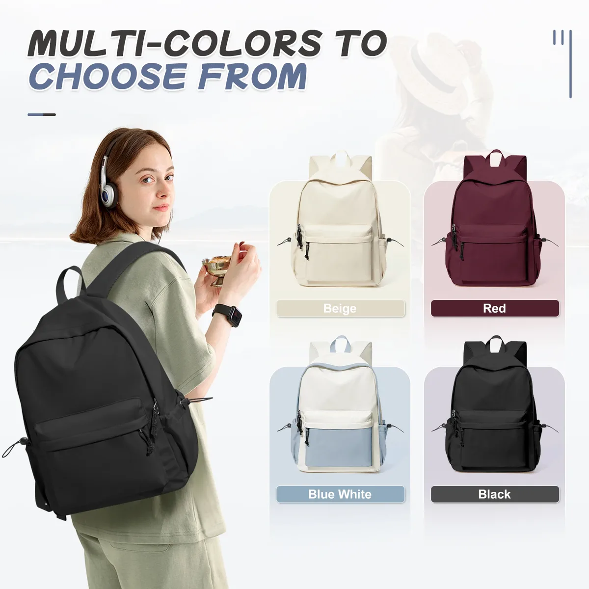 sac à dos d'école pour fille, sac à dos esthétique pour femme, joli sac à livres preppy college, sac à dos léger décontracté pour ordinateur portable, antivol