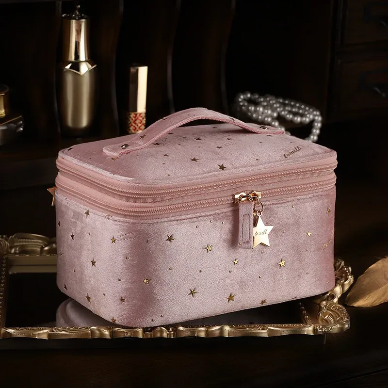 sac de maquillage portable pour femmes, organiseur de cosmétiques de grande capacité, sac de rangement pour produits de soin de la peau, trousse de toilette pour les voyages et les déplacements professionnels