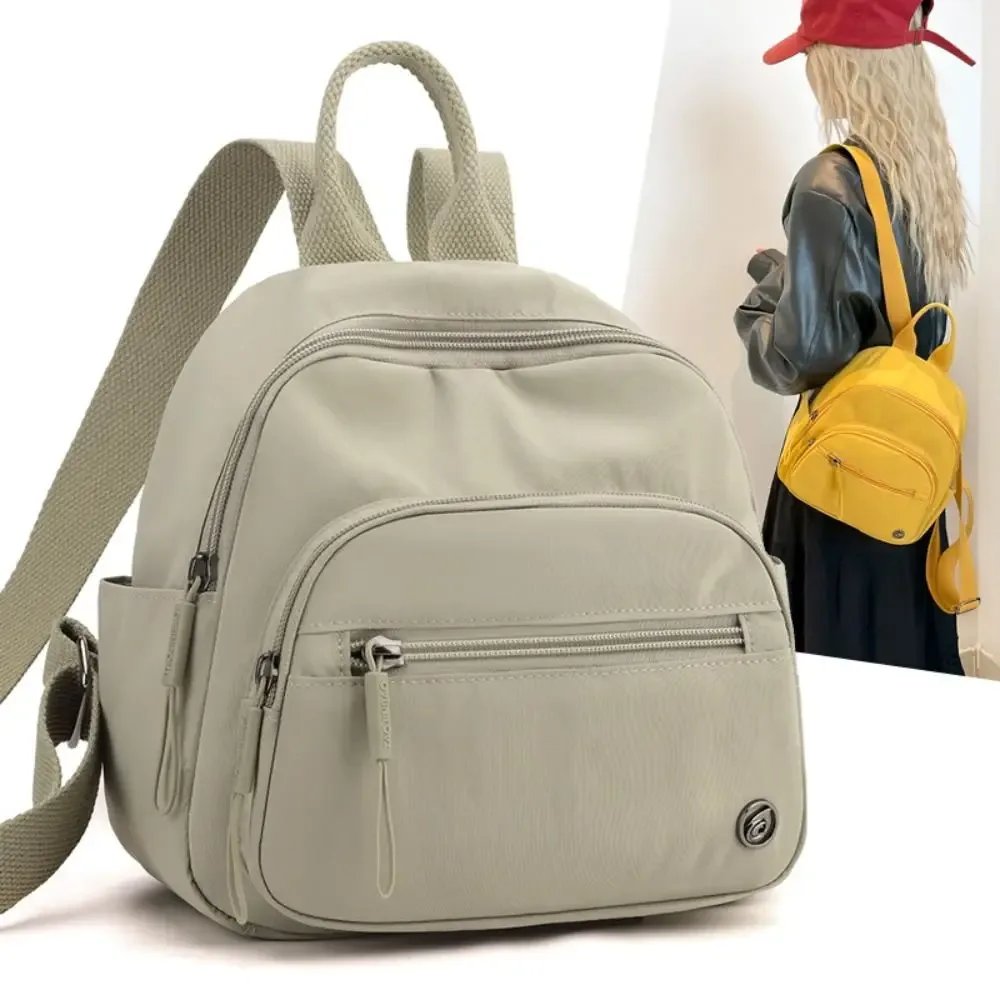 sac à dos portable pour femme en nylon, léger, imperméable, multipoches, décontracté, avec poignée, tendance