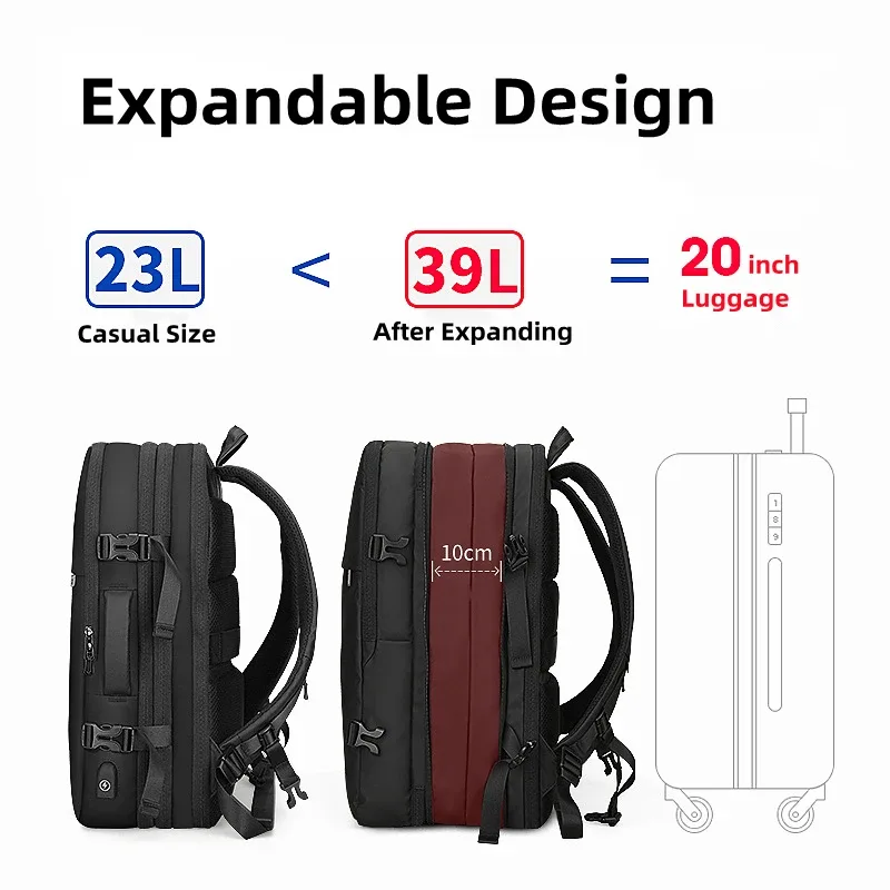 mark ryden homme sac à dos ajustement 17 pouces ordinateur portable usb charge multicouche espace sac de voyage affaires mâle antivol mochila