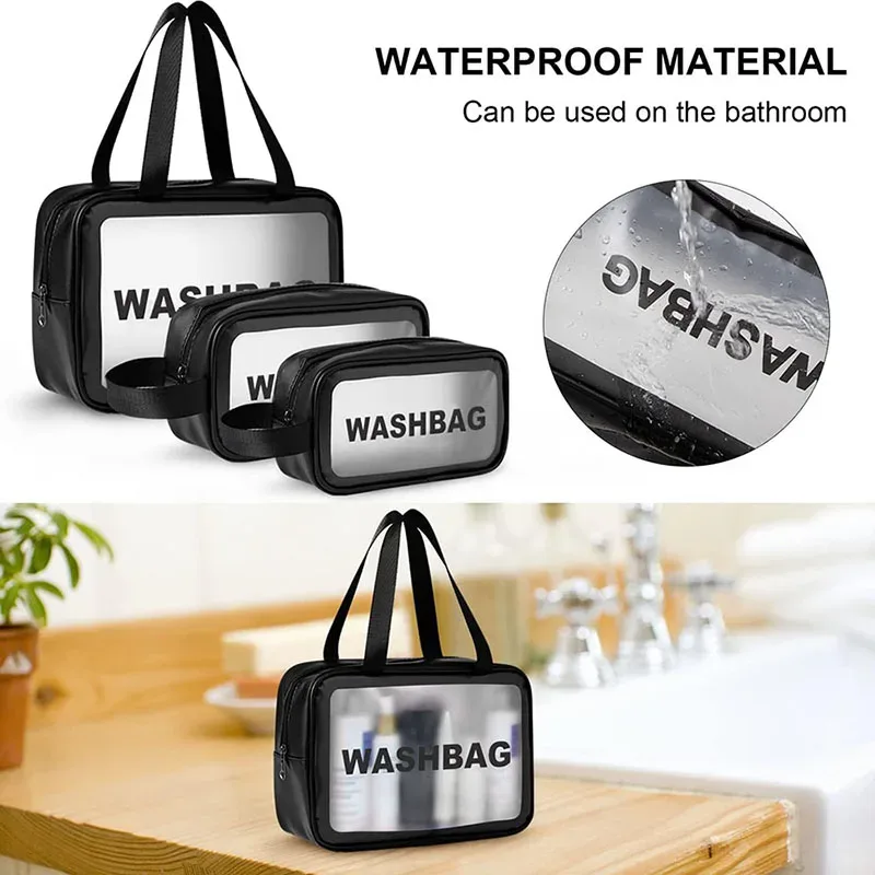 trousse de toilette de voyage transparente et imperméable, organisateur de maquillage portable, sac de rangement pour articles de toilette pour hommes, tailles s/m/l
