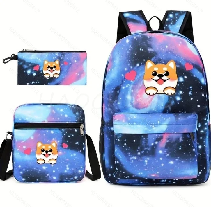 nouveau cr7 sac à dos 3 pièces sac de voyage toile sac à dos étudiants sac d'école pour garçons filles toile adolescents ordinateur portable fermeture éclair mochilas pour cadeau