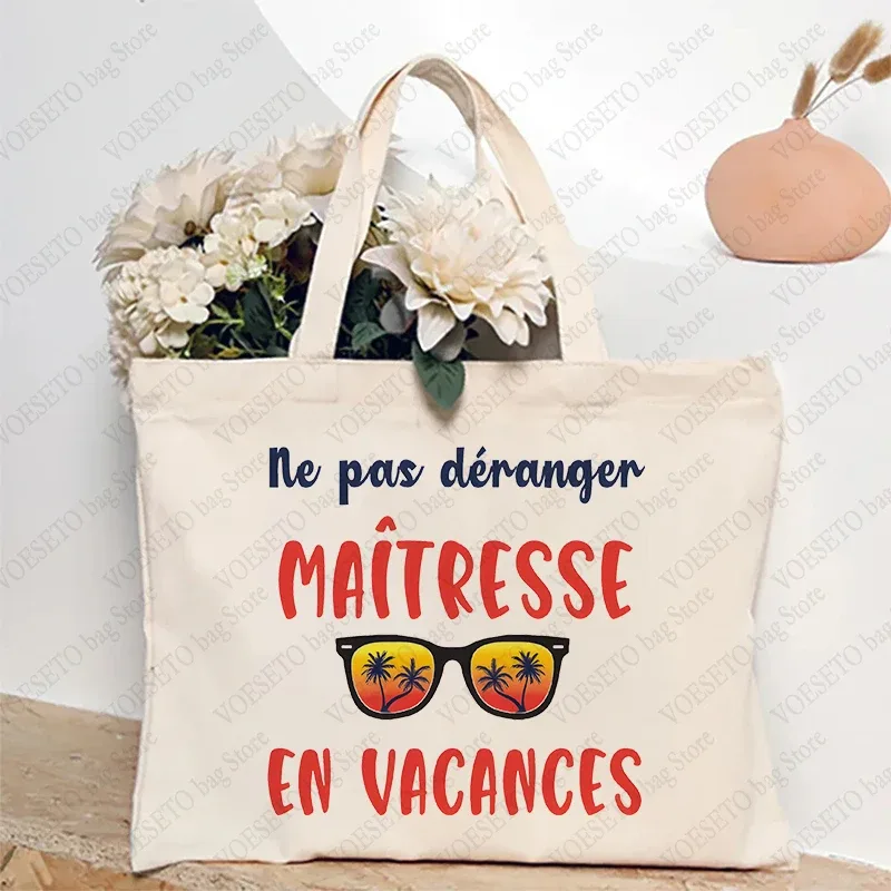 sac fourre-tout à thème enseignant, sac à bandoulière d'école inspiré avec motif de style français, sac à main à motif éducatif cadeau maitresse d'école